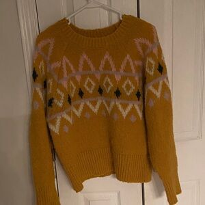 a new day Mustard and Pink Patterned Sweater
